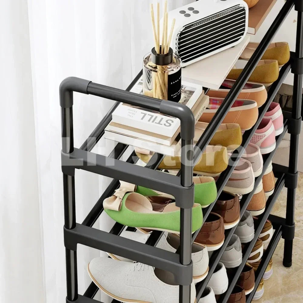 Étagère à Chaussures Métallique 8 Niveaux – Meuble de Rangement Vertical Économiseur d'Espace pour Entrée & Salon