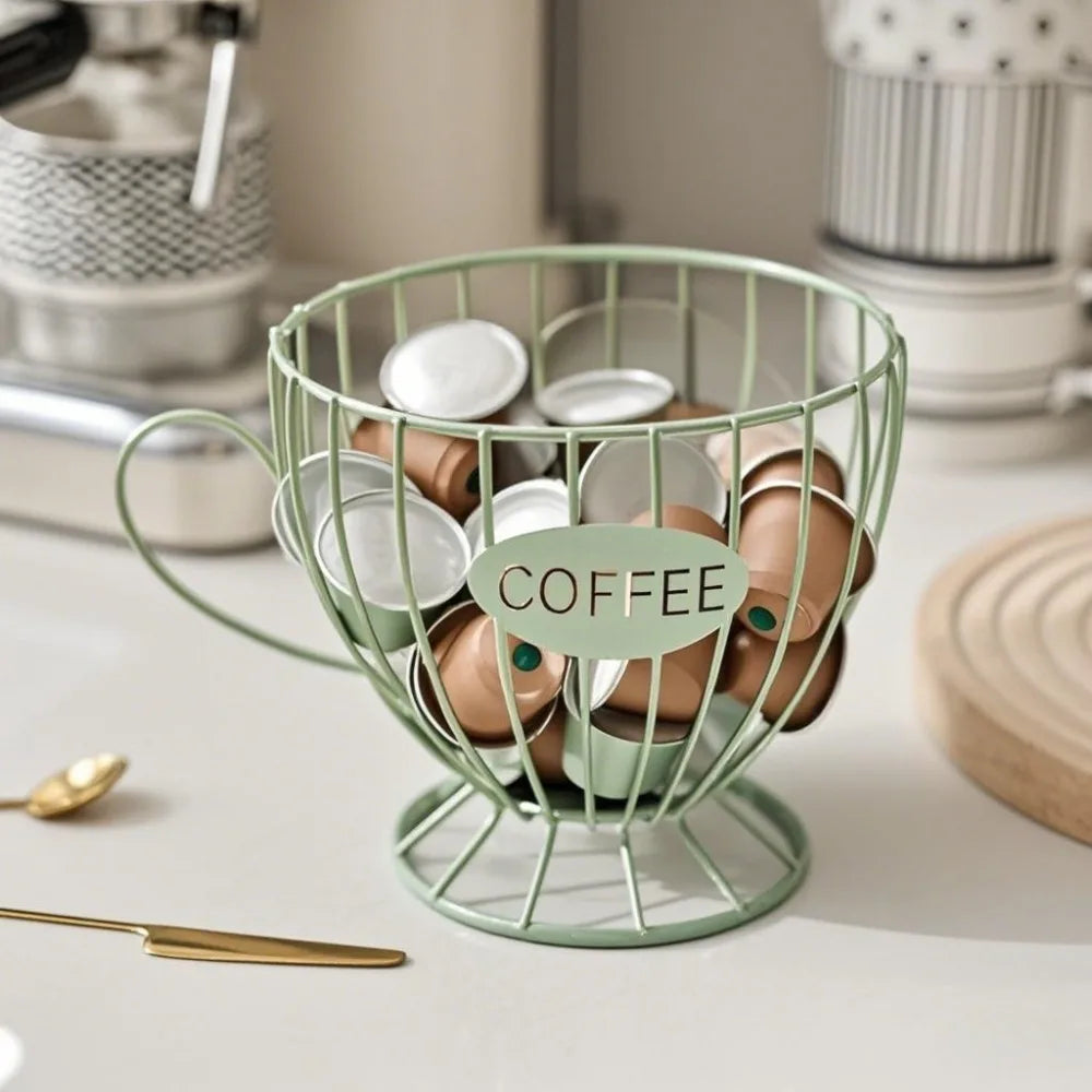Porte-capsules à café design en métal - Corbeille de rangement moderne