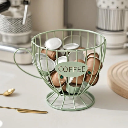 Porte-capsules à café design en métal - Corbeille de rangement moderne