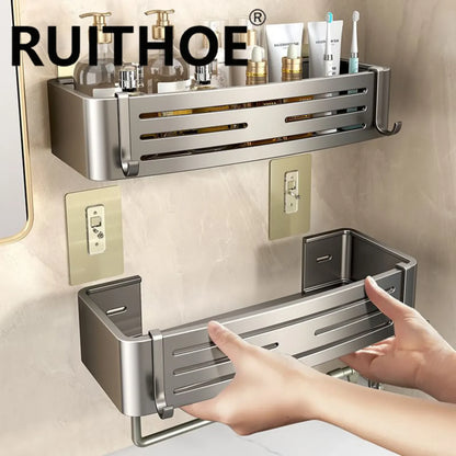 Étagère de douche murale rectangulaire en aluminium