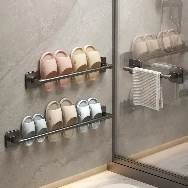 Porte-chaussons mural en aluminium – Rangement & Égouttoir sans perçage