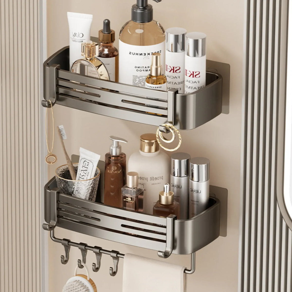 Étagère de douche murale rectangulaire en aluminium