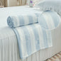 Plaid rafraîchissant en bambou naturel - Motif rayures & jacquard
