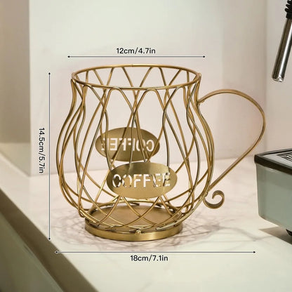 Porte-capsules à café design en métal - Corbeille de rangement moderne