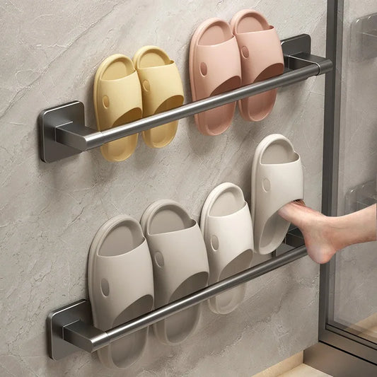 Porte-chaussons mural en aluminium – Rangement & Égouttoir sans perçage