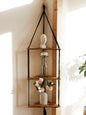 Étagère Murale Suspendue en Bois et Macramé - Style Boho