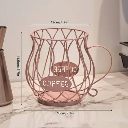 Porte-capsules à café design en métal - Corbeille de rangement moderne
