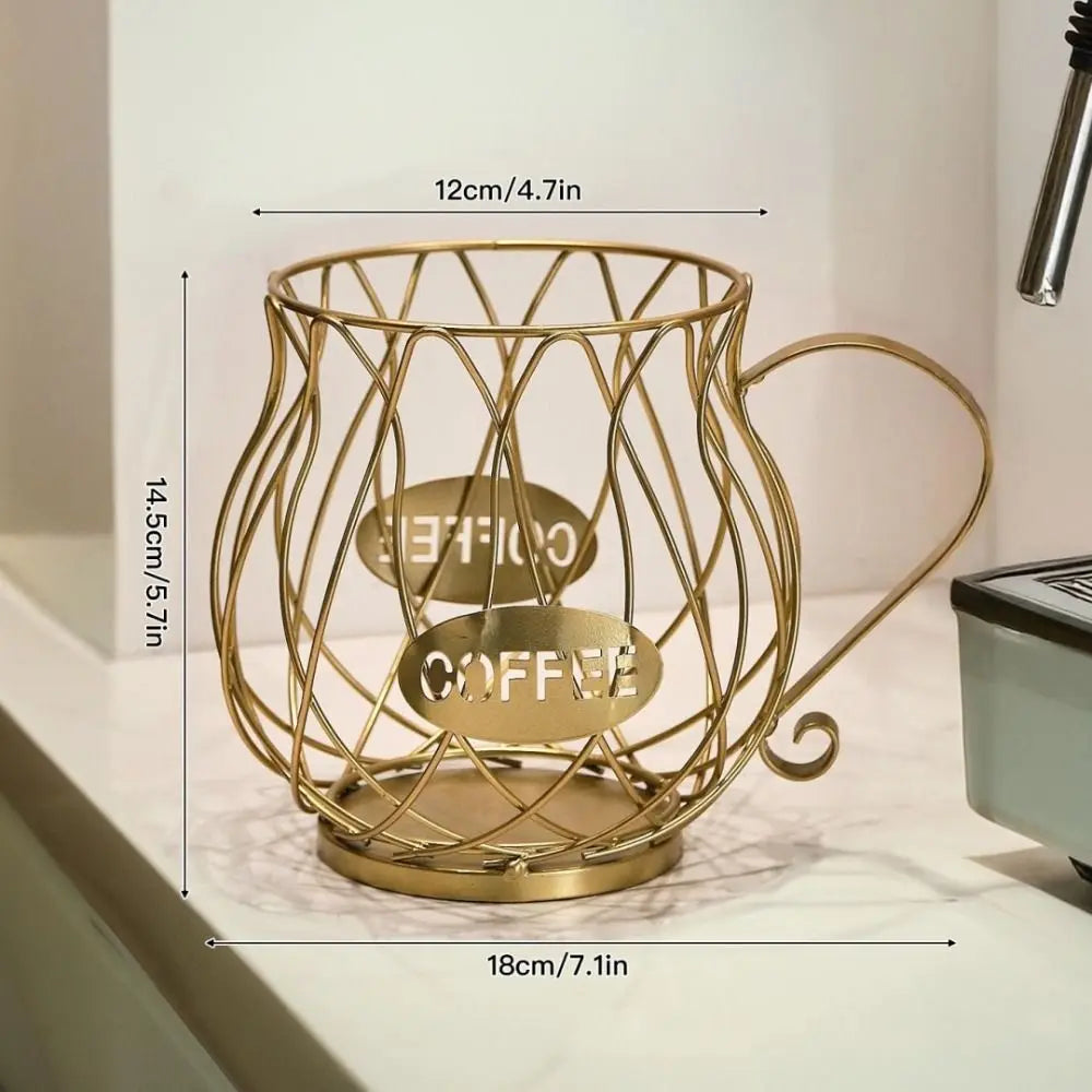 Porte-capsules à café design en métal - Corbeille de rangement moderne