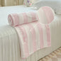 Plaid rafraîchissant en bambou naturel - Motif rayures & jacquard