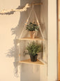 Étagère Murale Suspendue en Bois et Macramé - Style Boho