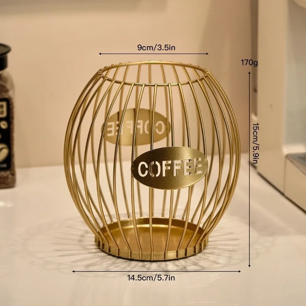 Porte-capsules à café design en métal - Corbeille de rangement moderne