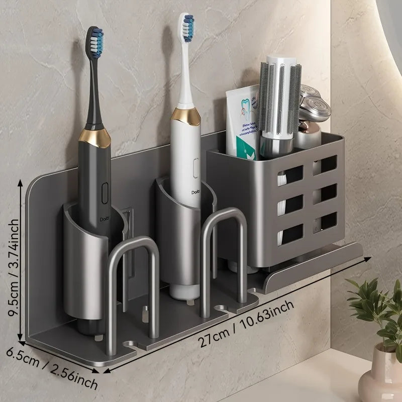 Support mural multifonction en aluminium pour brosse à dents & rasoir