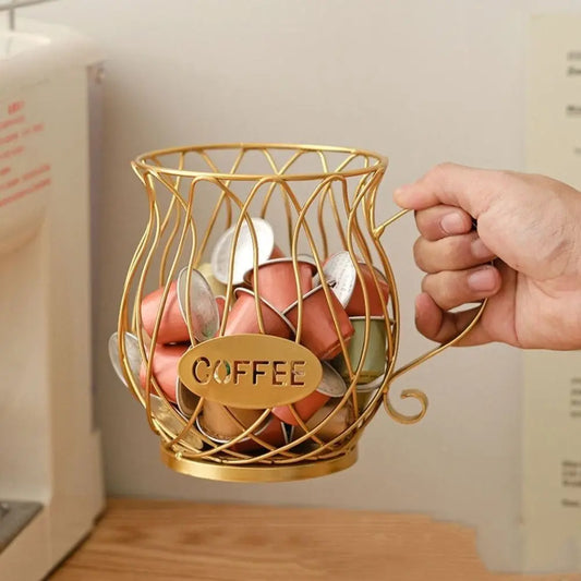 Porte-capsules à café design en métal - Corbeille de rangement moderne
