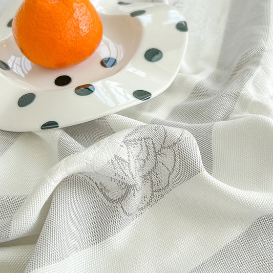 Plaid rafraîchissant en bambou naturel - Motif rayures & jacquard