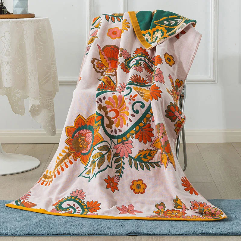 Grand drap de bain XL en gaze de pur coton (90 x 180 cm)