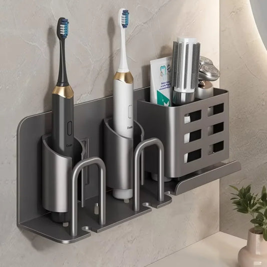 Support mural multifonction en aluminium pour brosse à dents & rasoir