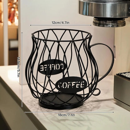 Porte-capsules à café design en métal - Corbeille de rangement moderne